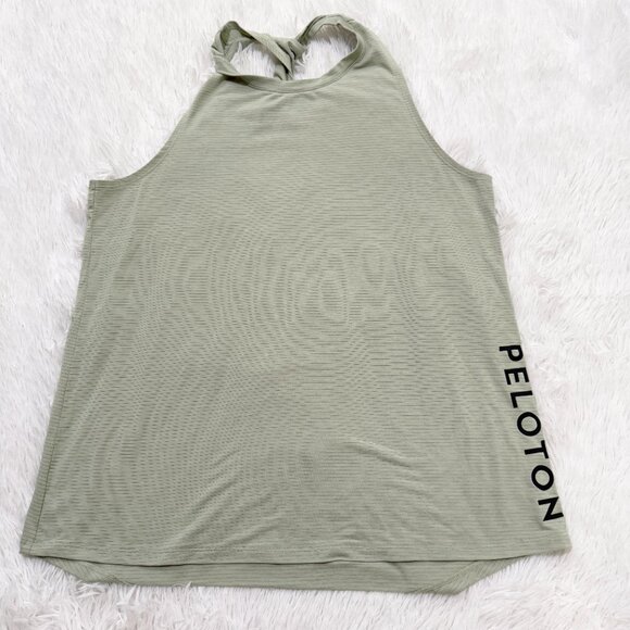 Women Peloton Top Twist Back Tank Top Striped in Light Green Size Large - Picture 4 of 8